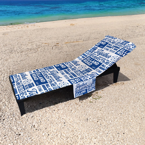 Leeds - Word Montage - White & Blue - Sunbed Towel