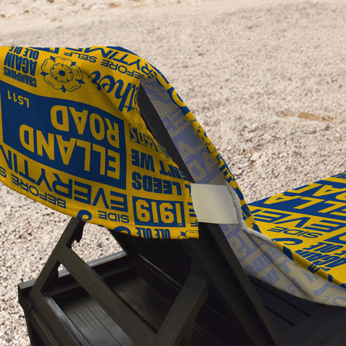 Leeds - Word Montage - Yellow & Blue - Sunbed Towel