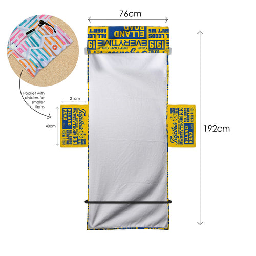 Leeds - Word Montage - Yellow & Blue - Sunbed Towel