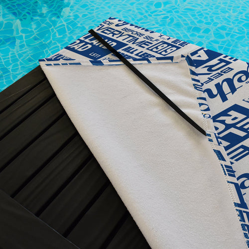 Leeds - Word Montage - White & Blue - Sunbed Towel