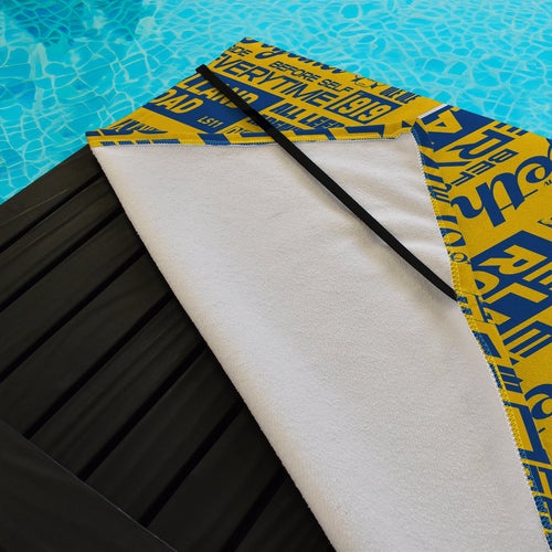 Leeds - Word Montage - Yellow & Blue - Sunbed Towel