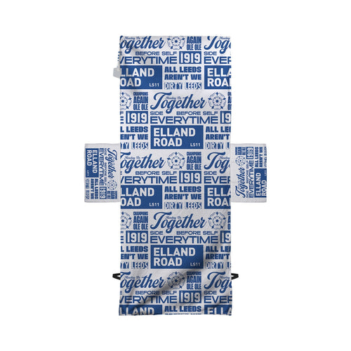 Leeds - Word Montage - White & Blue - Sunbed Towel