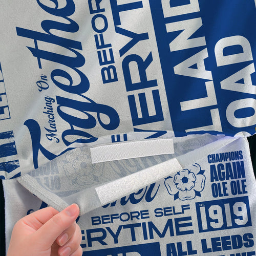 Leeds - Word Montage - White & Blue - Sunbed Towel