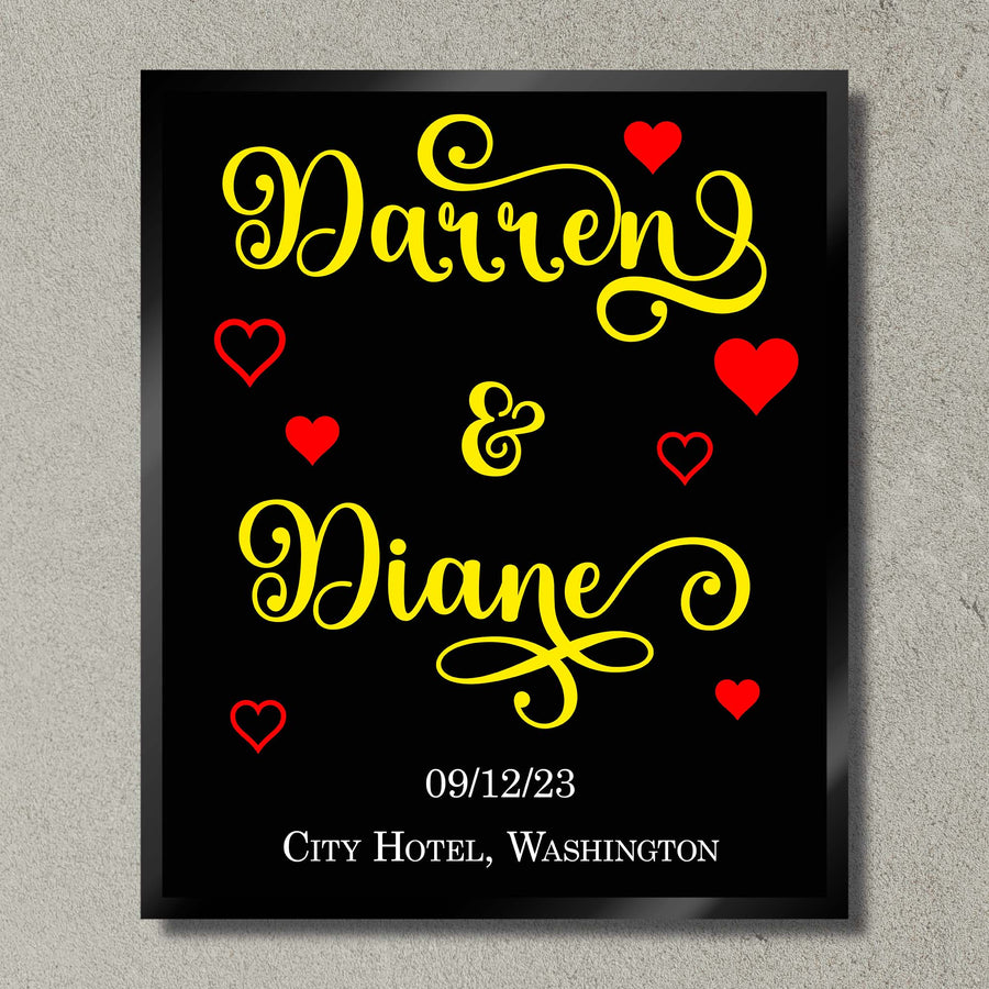 Illuminated Artwork "Couple in Love" with Personalisation