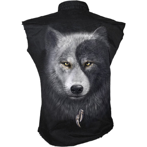 WOLF CHI - Sleeveless Stone Washed Worker Black
