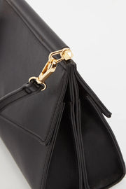 Thea Black Double Flap Crossbody Bag