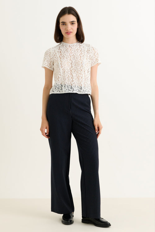 Tilde Navy Pinstripe Straight Leg Trouser