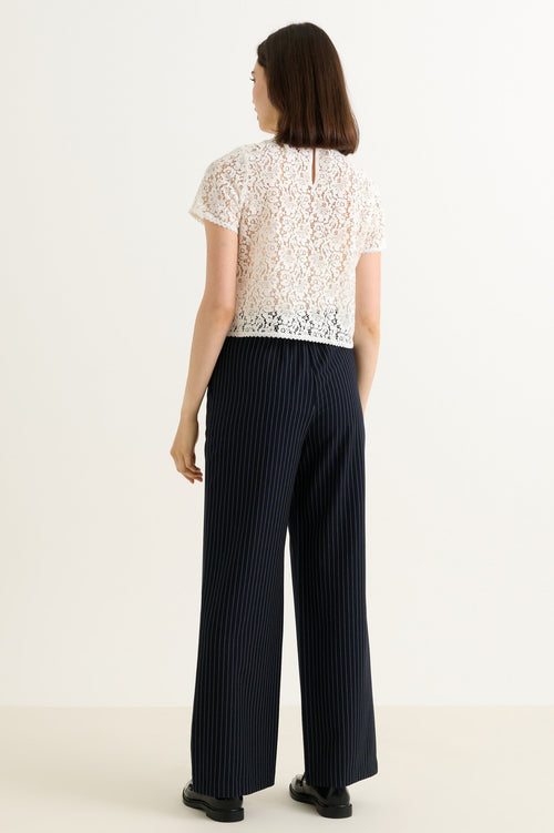 Tilde Navy Pinstripe Straight Leg Trouser
