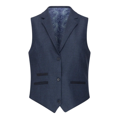 TPW52 - Women's Navy 3 Piece Prince Of Wales Check Suit