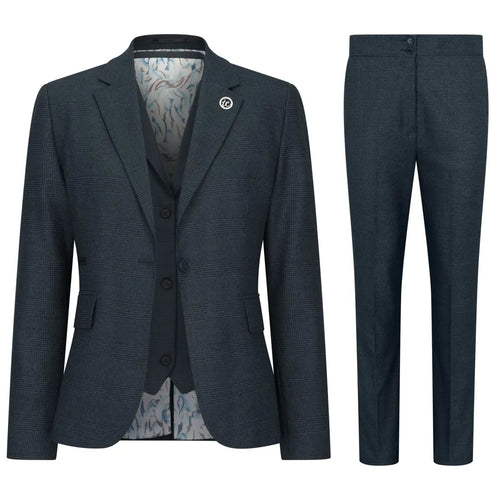 TPW53 - Women's Green 3 Piece Prince Of Wales Check Suit