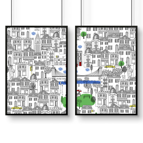 NY City Wall Art | Set of 2 travel posters