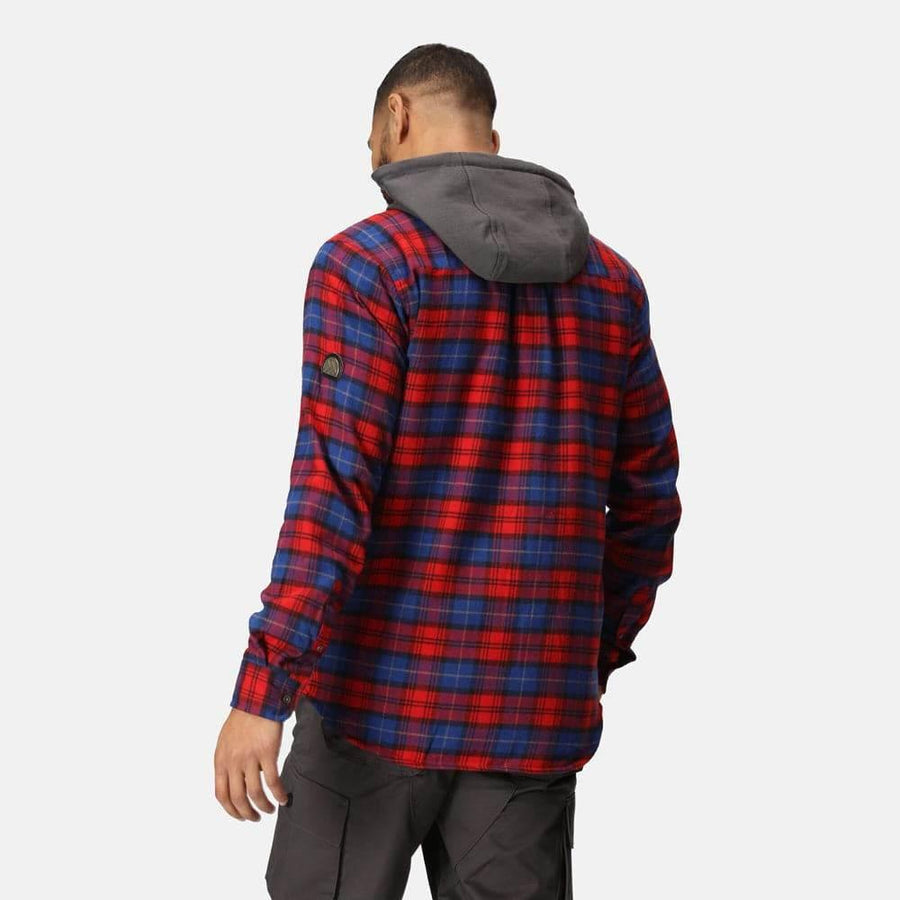 Regatta TRS205 Hooded Shirt Jacket Classic Red Check Medium