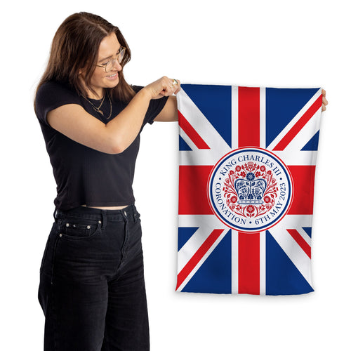 King Charles Coronation - Union Jack - Official Royal Badge - Lightweight, Microfibre Tea Towel