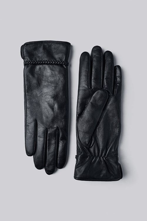 Tema Black Leather Touchphone Gloves.