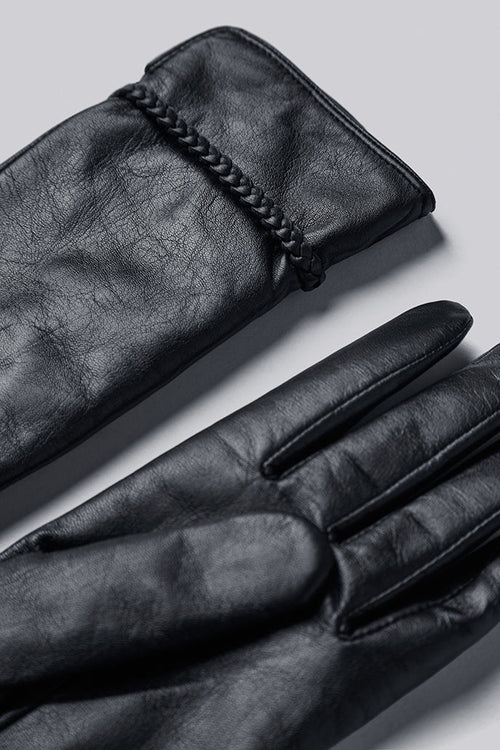 Tema Black Leather Touchphone Gloves.