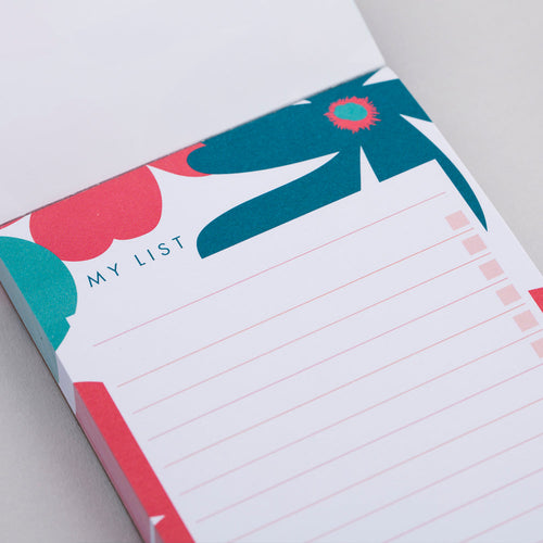 Matilda Myres | Slim List Pad with Magnetic Strip | Teal Floral