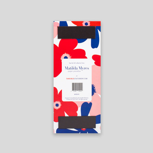 Matilda Myres | Slim List Pad with Magnetic Strip | Red Floral