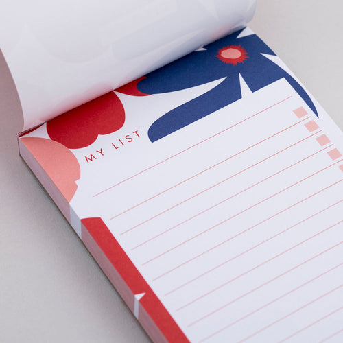 Matilda Myres | Slim List Pad with Magnetic Strip | Red Floral