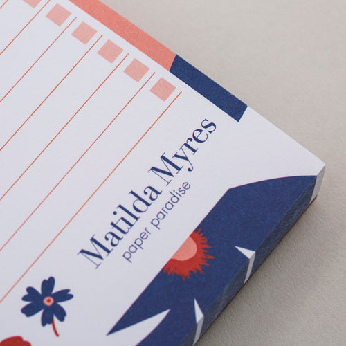 Matilda Myres | Slim List Pad with Magnetic Strip | Red Floral