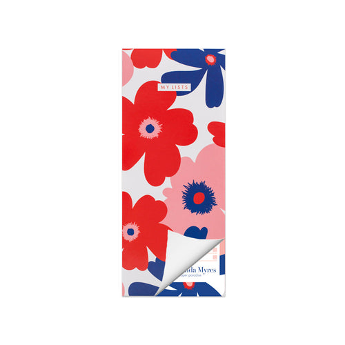 Matilda Myres | Slim List Pad with Magnetic Strip | Red Floral