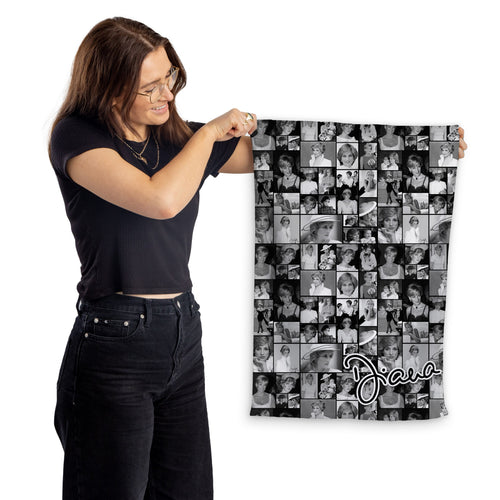 Princess Diana - B&W Collage - Memorabilia keepsake - Portrait Lightweight, Microfibre Tea Towel