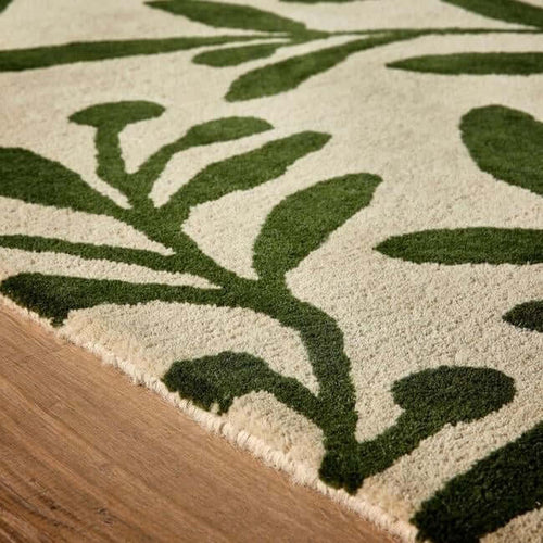 Cream Wool Rug Floral Design