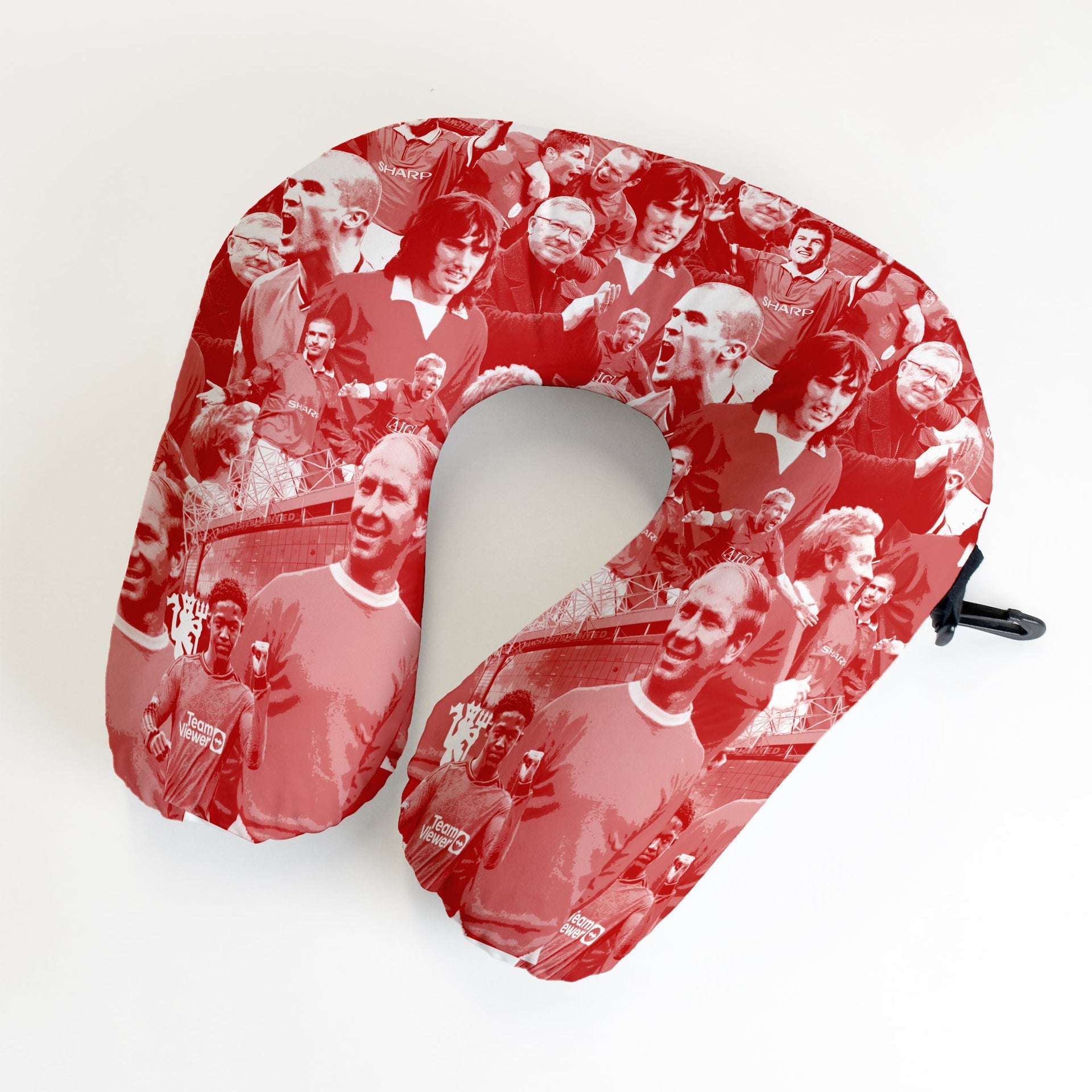 Manchester Red Montage - Retro Football Travel Pillow