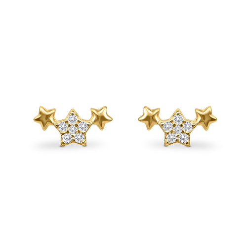 Trio of Stars Earrings in Gold