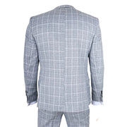 IM11 - Men's Light Blue 3 Piece Plaid Check Suit