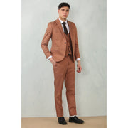 IM200 - Men's Camel Tailored Fit Wedding 3 Piece Suit