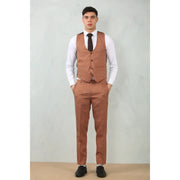 IM200 - Men's Camel Tailored Fit Wedding 3 Piece Suit