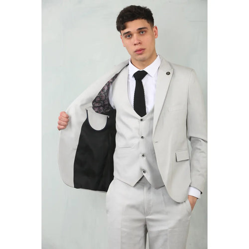 IM200 - Men's Light Grey Tailored Fit Wedding 3 Piece Suit