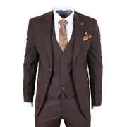 IM32 - Men's Plain Dark Brown 3 Piece Suit