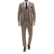 IM33 - Men's 3 Piece Brown Tailored Fit Suit