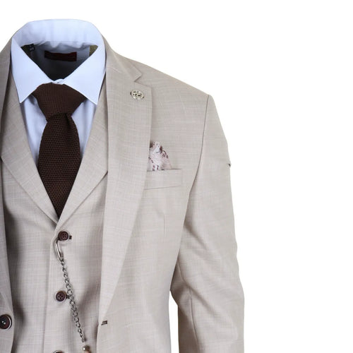 James - Men's 3 Piece Cream Tailored Fit Suit