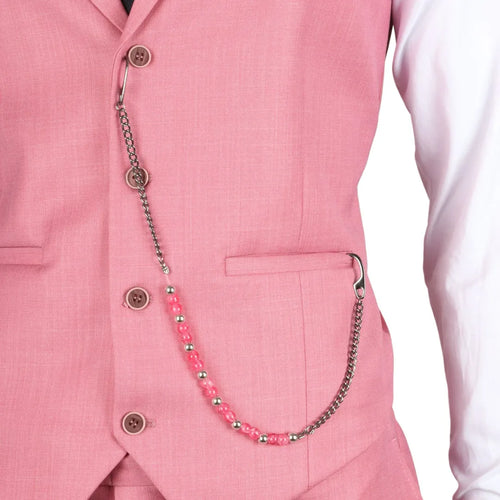 James - Men's 3 Piece Pink Tailored Fit Suit