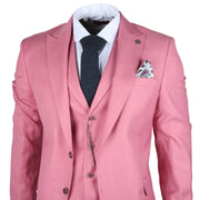 James - Men's 3 Piece Pink Tailored Fit Suit