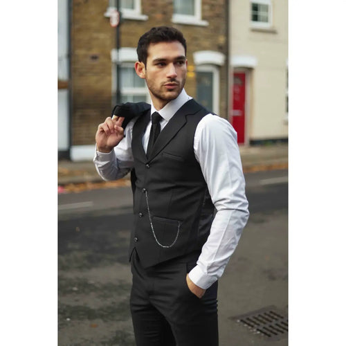 James - Men's Classic 3 Piece Black Suit