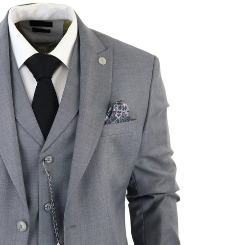James - Men's 3 Piece Grey Classic Suit