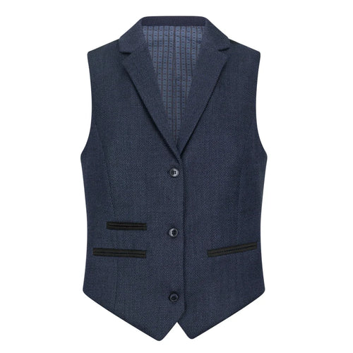 TPW-AK-04 - Women's Navy 3 Piece Herringbone Tweed Suit
