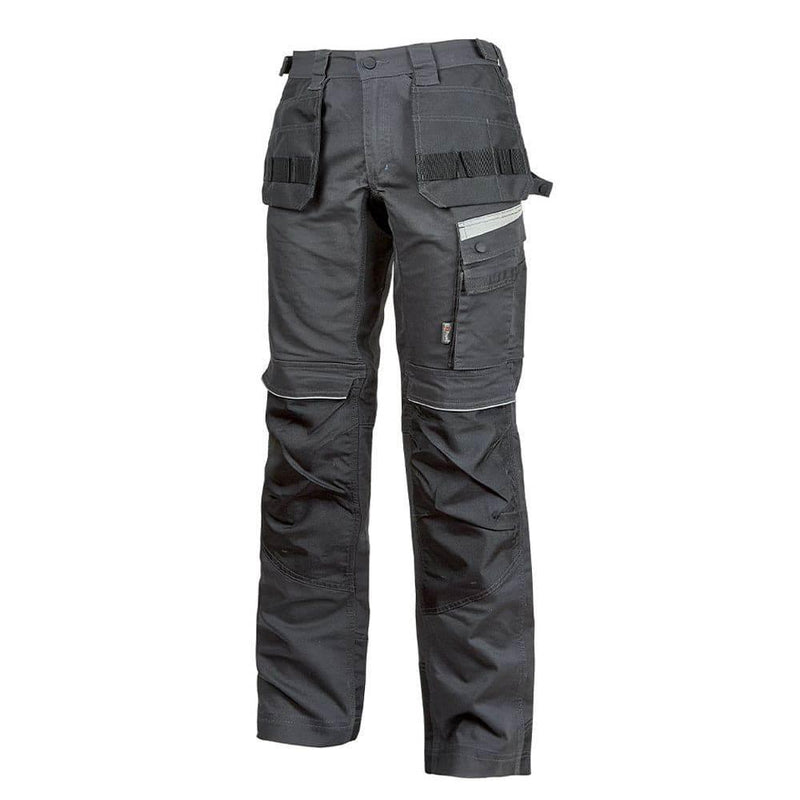 U-Power Gordon Elasticated Waist Canvas Stretch Work Trouser Asphalt Grey, 34" Waist 33" Leg