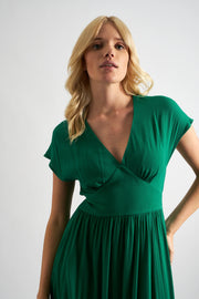 Unity Moss Crepe V-Neck Midi Dress - Green