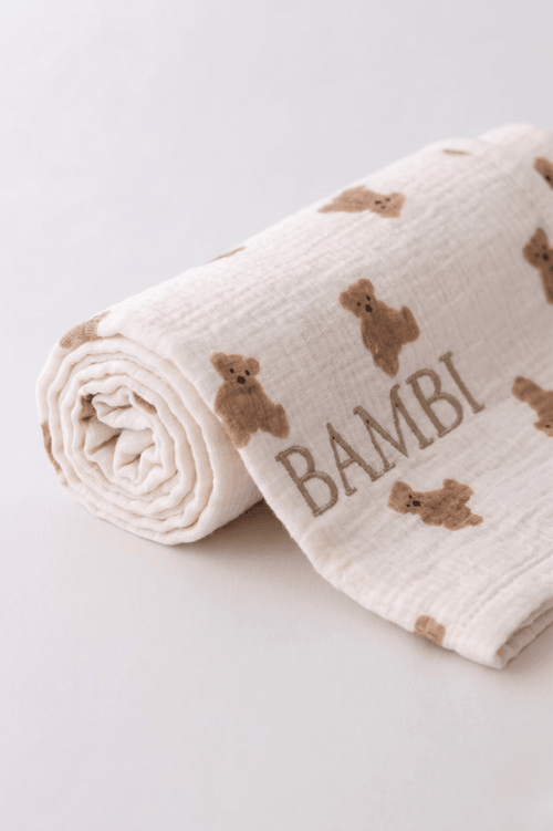 The Bear Muslin Blanket Swaddle