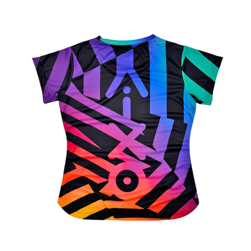 AIXO Rainbow Chaos Womens T-Shirt - Black