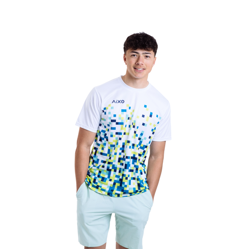 Aixo Pixel Mens T Shirt White