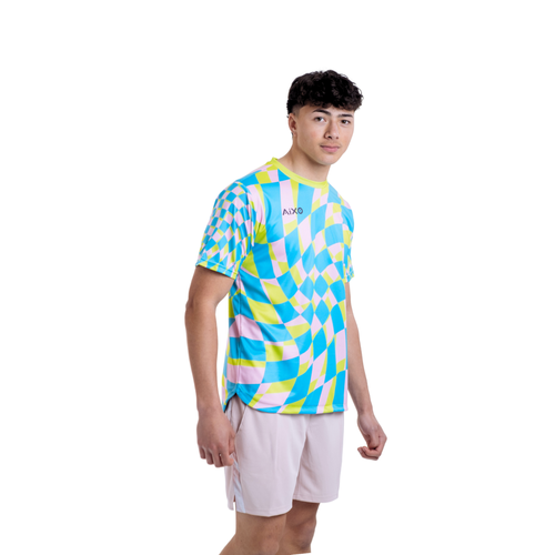 Aixo Checker Mens T Shirt Lime Check