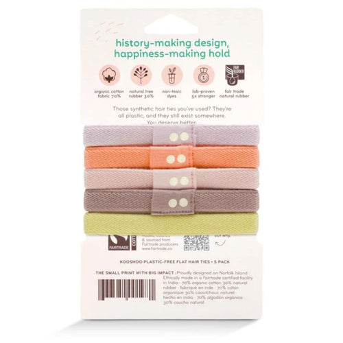 KOOSHOO Bright Spark Organic Plastic-Free Hair Ties – 5 Pack