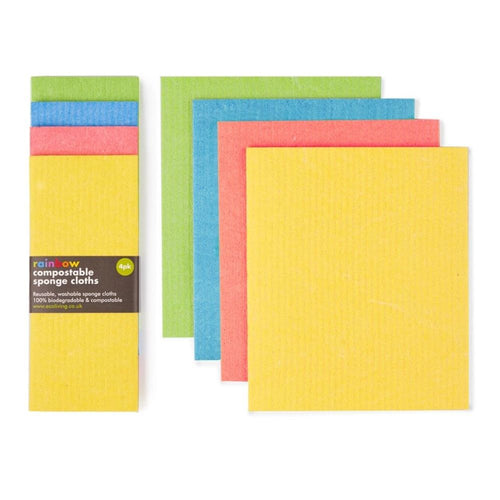 Rainbow Eco Durable Dish Cloths, Vegan Biodegradable Kitchen Cloths 4 Pack