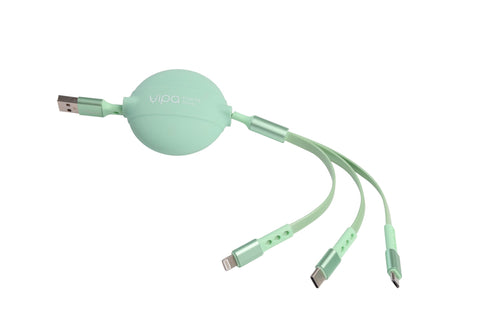 Retractable Silicone Charging Cable - 3 in 1