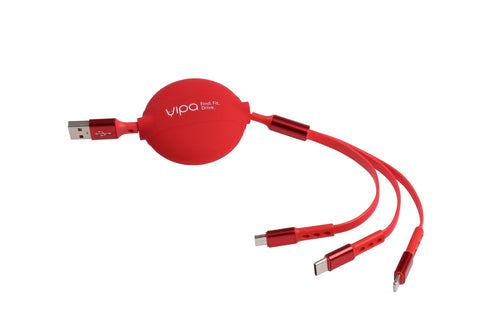 Retractable Silicone Charging Cable - 3 in 1